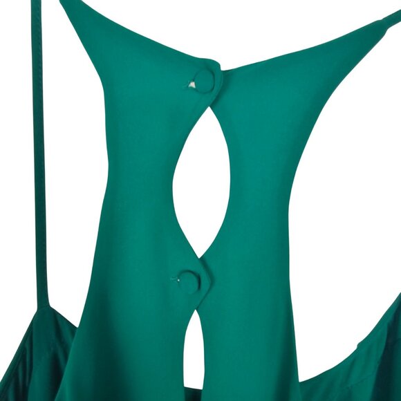 Festive Holiday Christmas Party Y2K Layer Tier Raw Edge Sheer Top Taroo Green SM - Picture 4 of 14